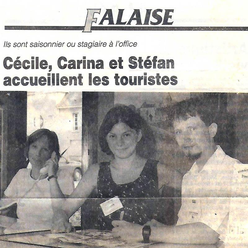 Article sur mon stage à Falaise, paru dans Ouest-France, juillet 1999